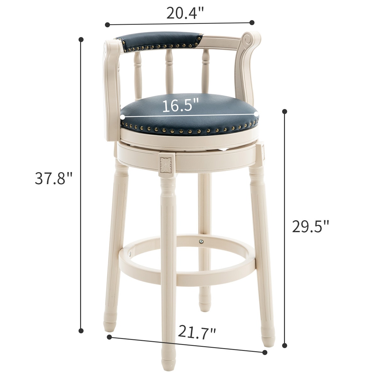 Bar Stools Seat Height 29.5'' Leather Wooden Bar Stools 360 Degrees Swivel Barstools Chair for Home Kitchen 1pc